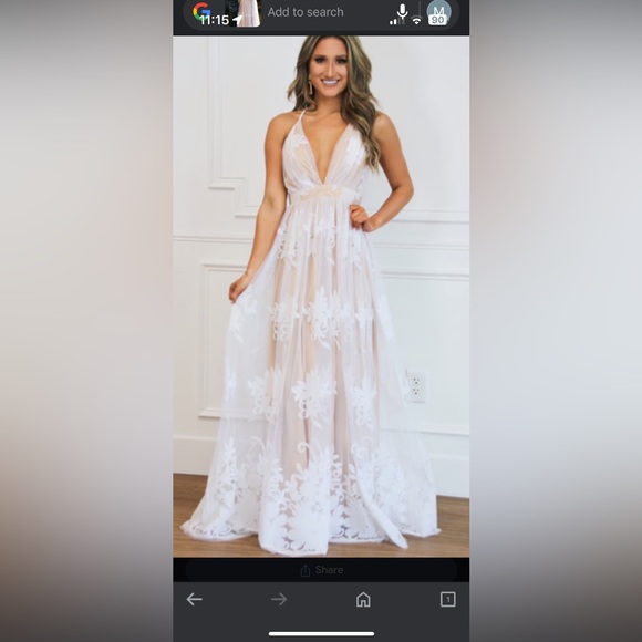 Long White Dress With Slit - Picture 2 of 9